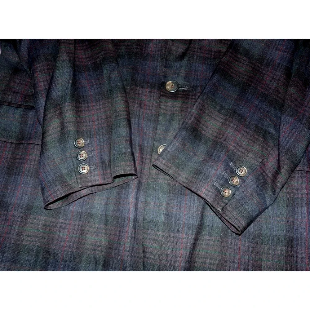 Banana Republic 100% Linen 3 Button Plaid Vintage Blazer Men's XL